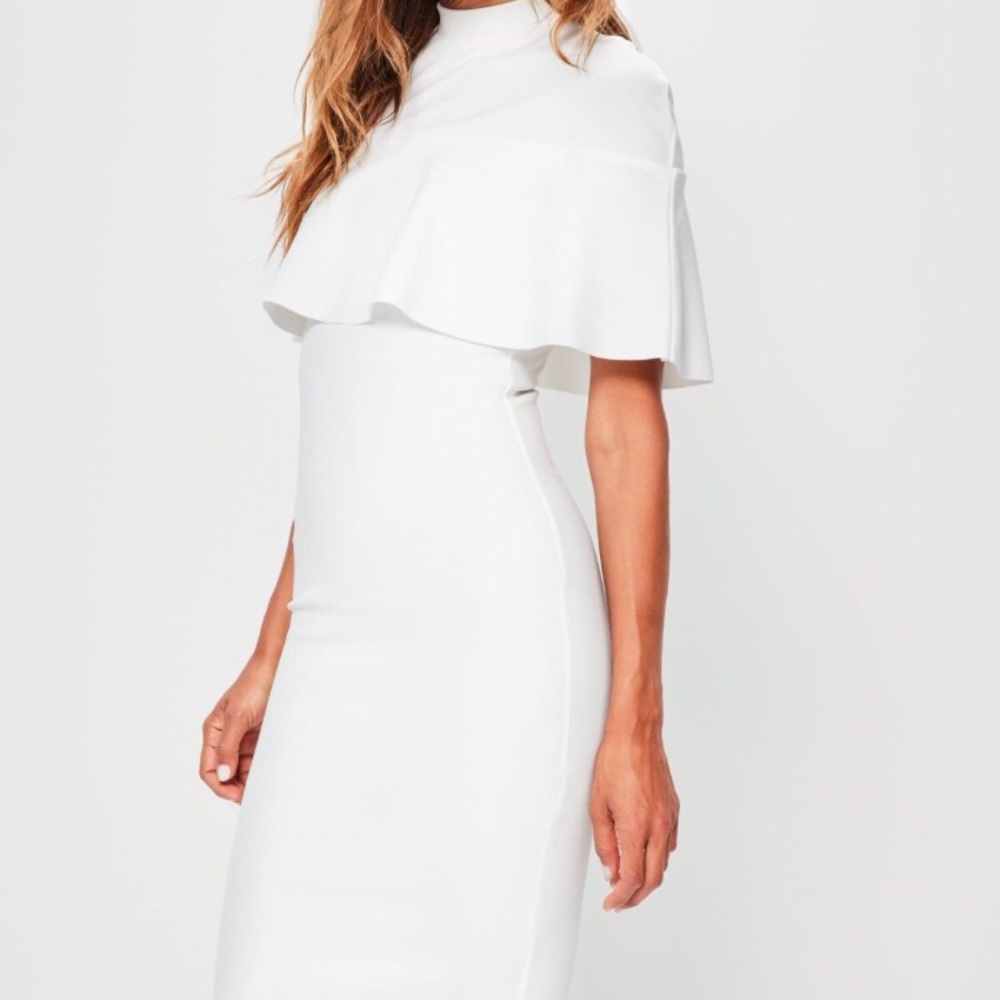 Misguided white midi dress size small